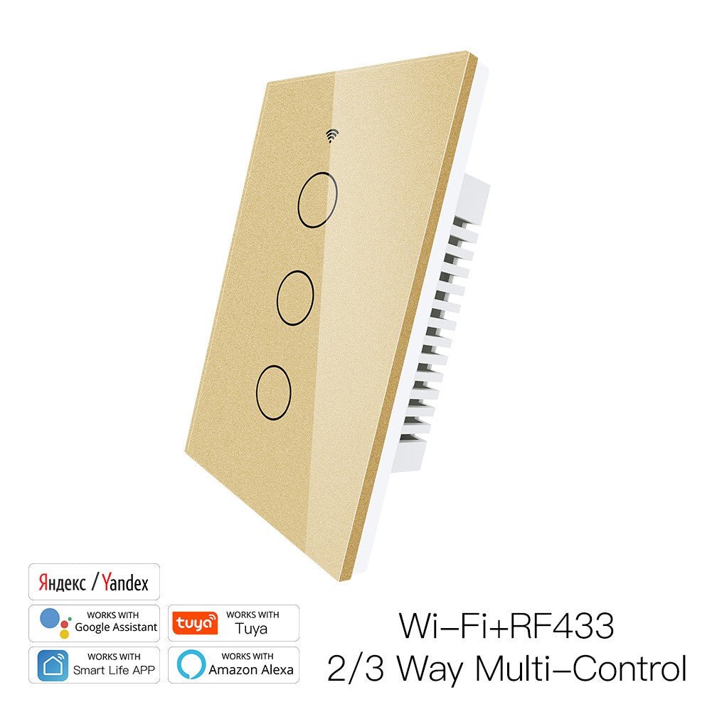 New Smart Glass Panel Switch Smart Life/Tuya App Multi-Control Association, Voice Control with Alexa,Google Home,1/2/3/4 Gang - Moes