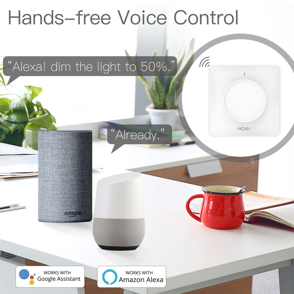New WiFi Smart Rotary Light Dimmer Switch Schedule Timer Brightness Memory EU - Moes