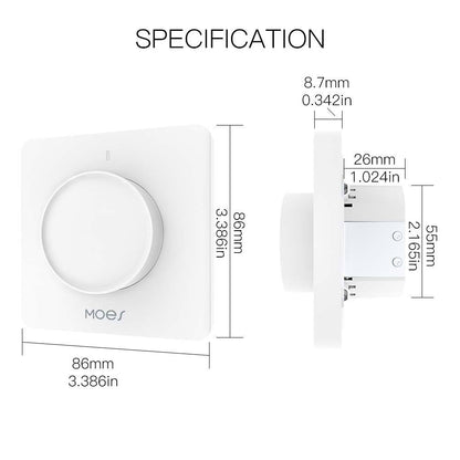 New WiFi Smart Rotary Light Dimmer Switch Schedule Timer Brightness Memory EU - Moes