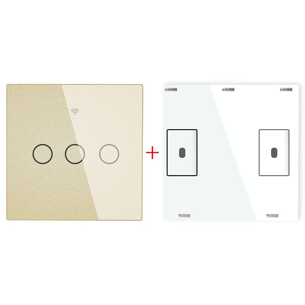 RF433 MHz Wireless Wall Glass Panel Transmitter Switch 1/2/3 Gang - Moes