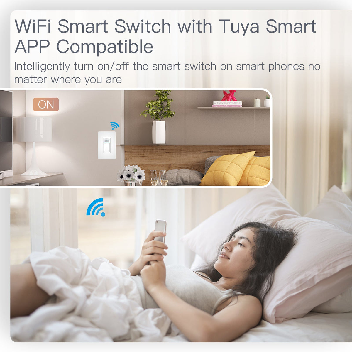 Smart WiFi Light PIR Motion Sensor Switch Single Pole Neutral Wire Required 110-125V 15A - MOES