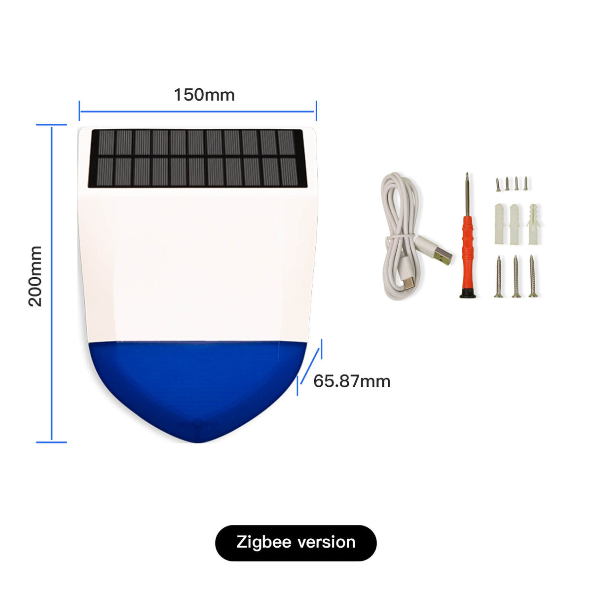 Tuya Smart Wifi/Zigbee Sound Light Siren Alarm Solar Energy Outdoor IPX5 Waterproof Tamper Alarm With Rechargeable Battery - MOES