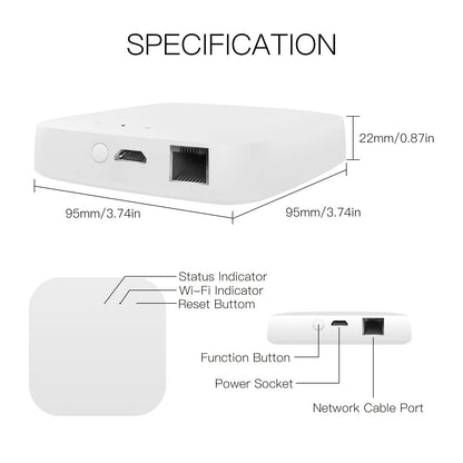Tuya Smart Wired Multi-mode Smart Home Gateway ZigBee WiFi Bluetooth Mesh Hub Away Stay Home Security Protect Mode Functional Smart Life APP Remote Voice Control via Alexa Google Home - MOES