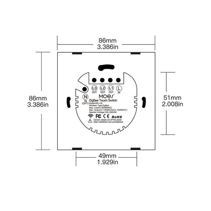 Wall Touch Switch US EU Version Only Glass Panel - Moes