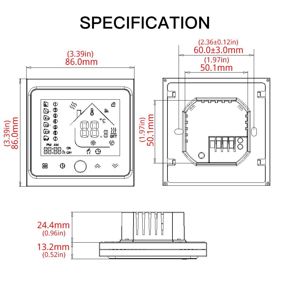 WiFi Smart Thermostat Temperature Controller Water/Gas Boiler LCD Touch Screen - Moes