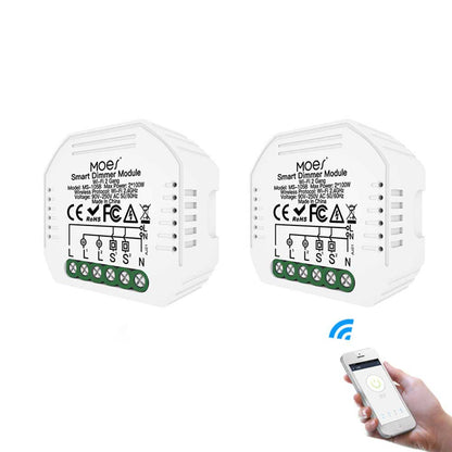 WiFi 2 Gang Dimmer Switch Module DIY Smart Light LED Dimmable Interruptor Relay - MOES