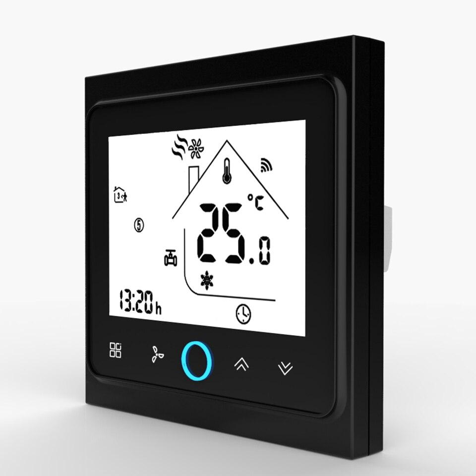 WiFi Central Air Conditioner Thermostat Temperature Controller 2 Pipe 4 Pipe 3 Speed Fan Coil Unit Work with Alexa Google Home - Moes