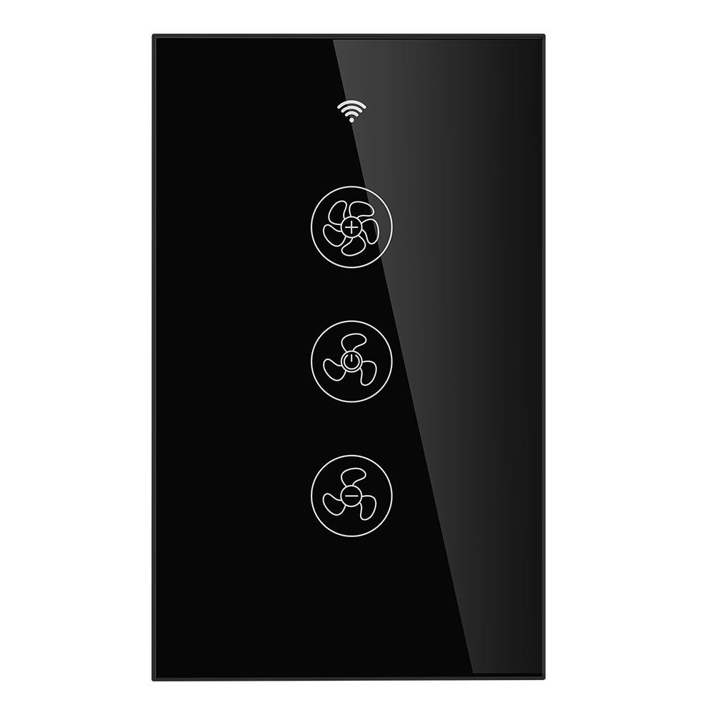 WiFi RF433 Smart Ceiling Fan Switch Smart Life/Tuya App Remote Control Compatible with Alexa Google Home US Black - Moes