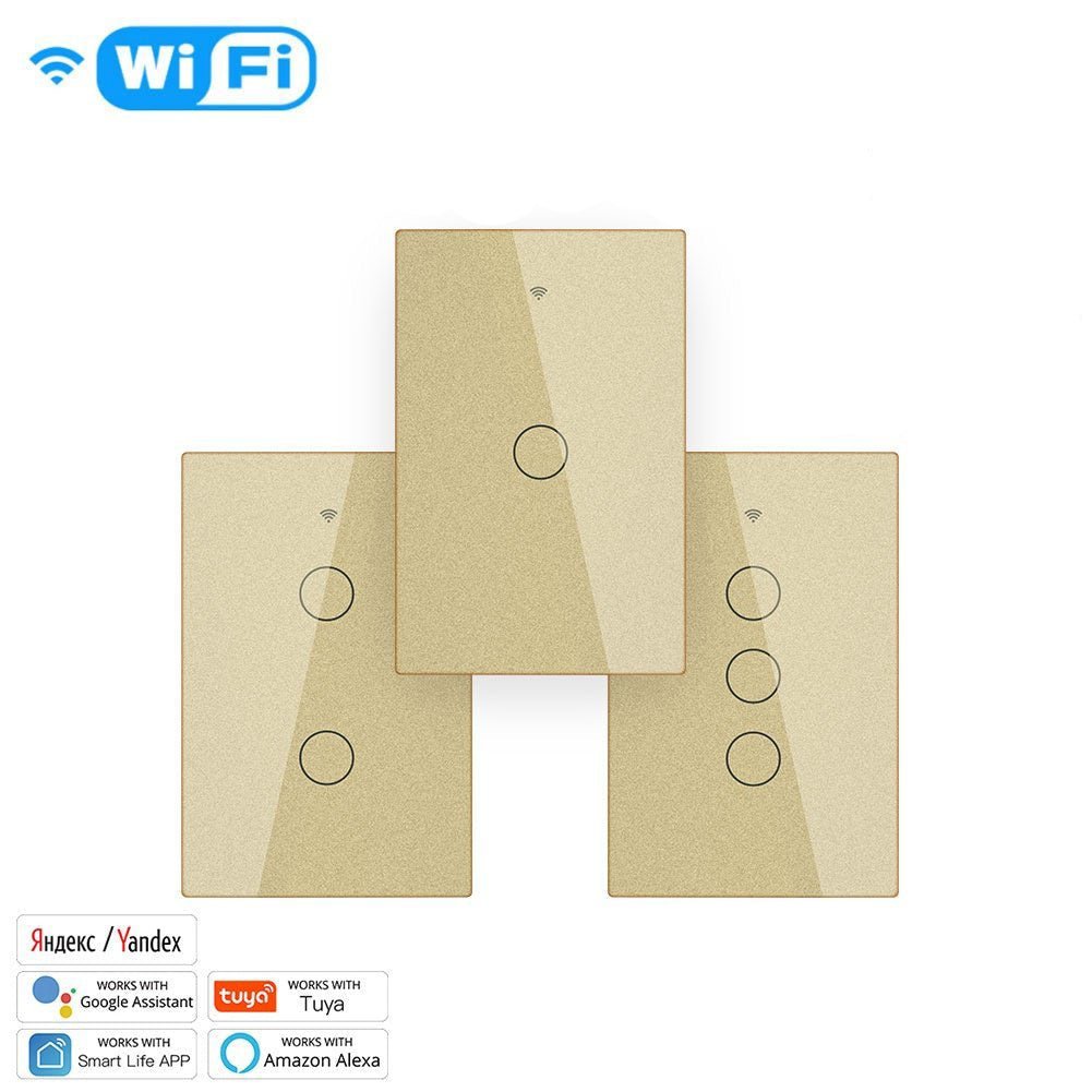 WiFi RF433 Smart Light Wall Touch Switch Single Pole 95-130V US Standard - MOES