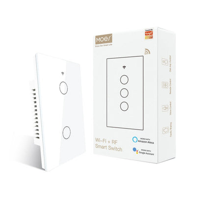 WiFi RF433 Smart Light Wall Touch Switch Single Pole No Neutral 95-130V US Standard - MOES