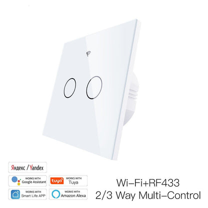 WiFi RF433 Smart Touch Switch 2/3 Way Smart Life/Tuya App Control,Alexa Google Home Voice Control 1 Gang EU - Moes