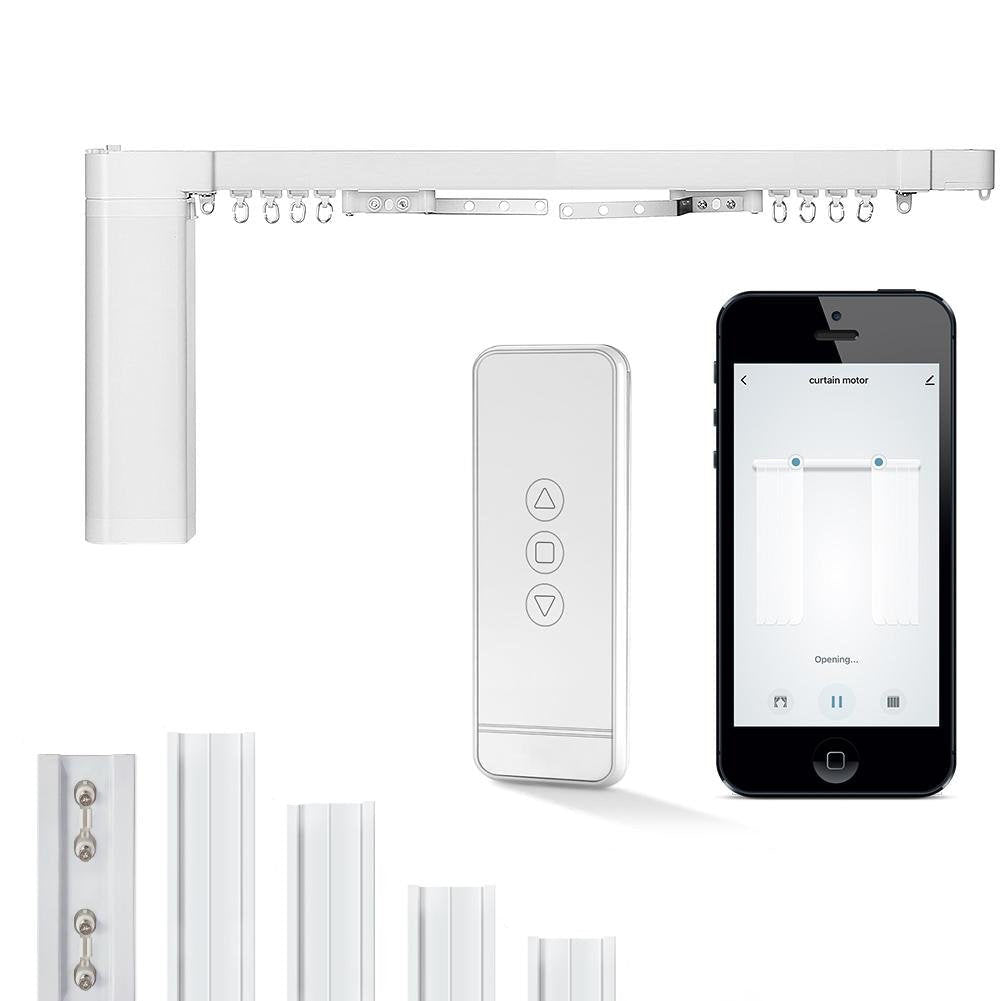 WiFi Smart Electric Motorized Splicing Curtain Tracks System,Tuya Curtain Motor with DIY Track RF Remote - MOES