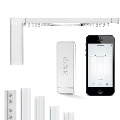 WiFi Smart Electric Motorized Splicing Curtain Tracks System,Tuya Curtain Motor with DIY Track RF Remote - MOES