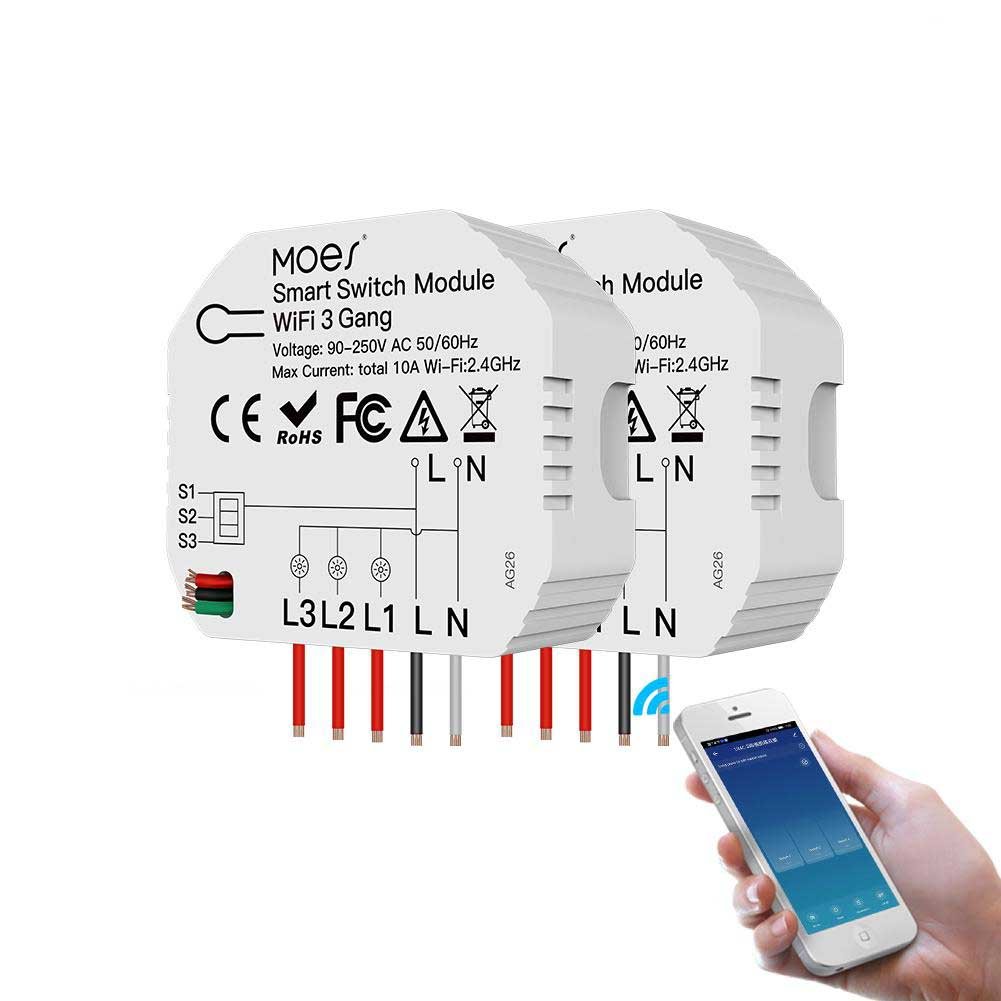 WiFi Smart Light Switch 3 4 Gang 1 2 Way Module Wireless Home Switch Modular - MOES