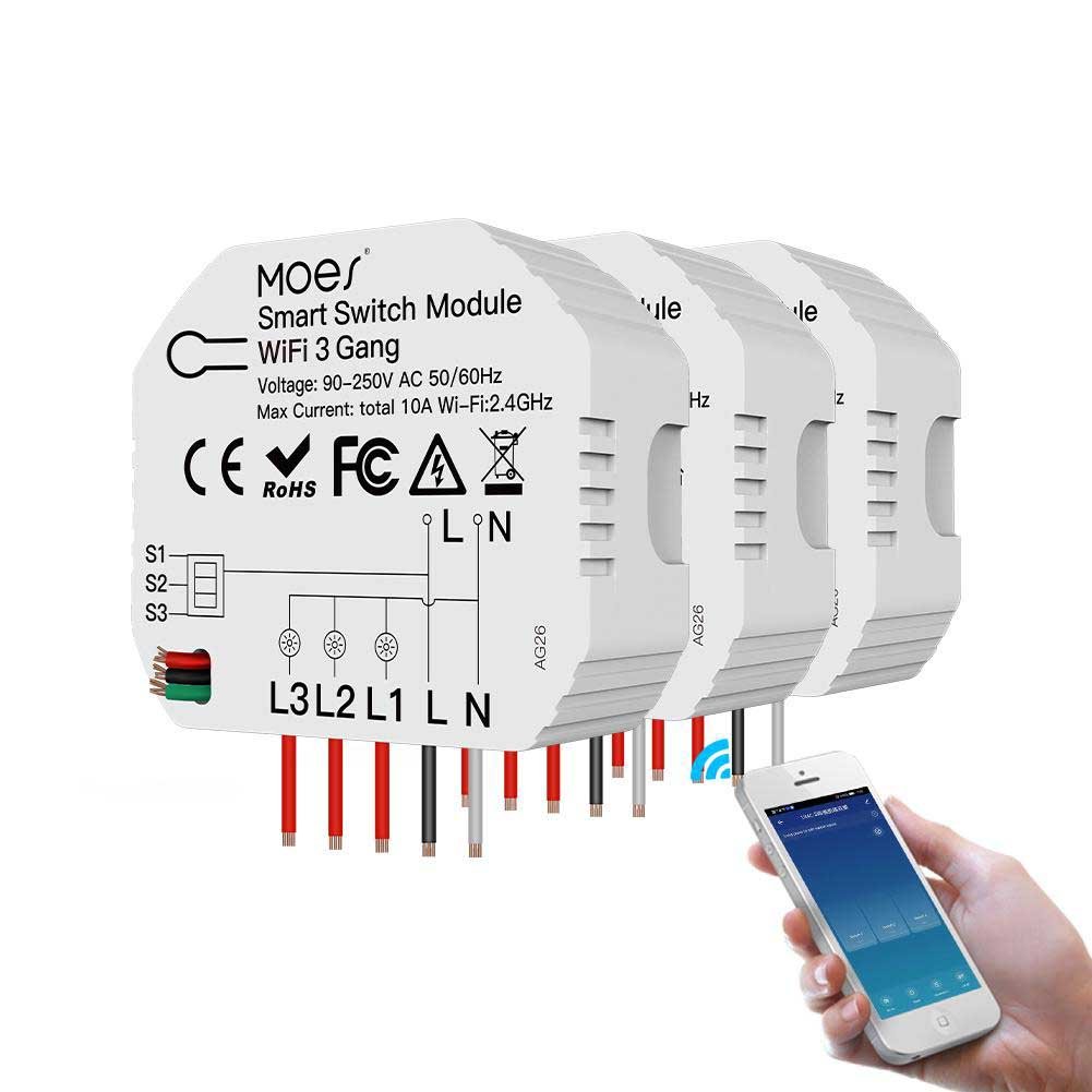 WiFi Smart Light Switch 3 4 Gang 1 2 Way Module Wireless Home Switch Modular - MOES