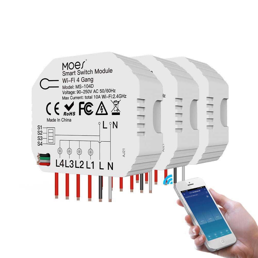WiFi Smart Light Switch 3 4 Gang 1 2 Way Module Wireless Home Switch Modular - MOES