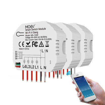 WiFi Smart Light Switch 3 4 Gang 1 2 Way Module Wireless Home Switch Modular - MOES