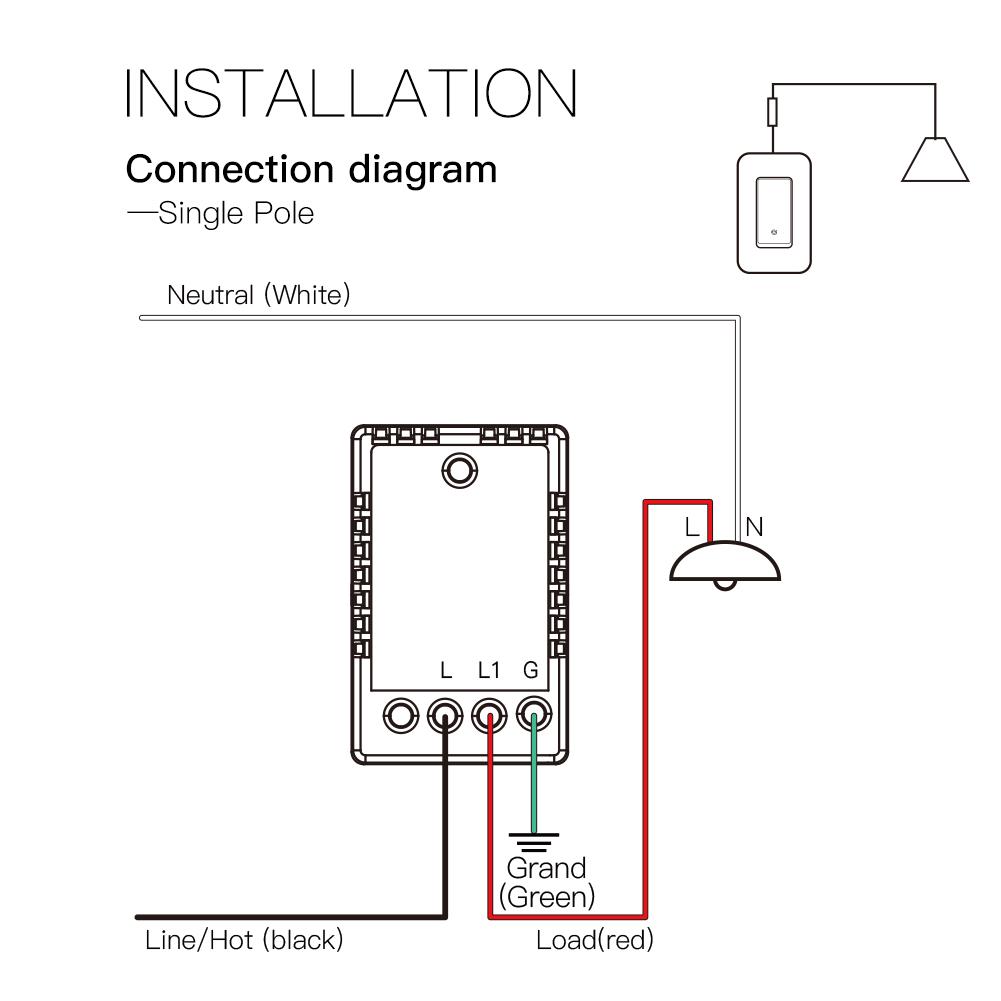 WiFi Smart Light Switch No Neutral Wire,No Capacitor,No hub Required Single Live Wire Push Button,Tuya Smart Life App Remote Control Work with Alexa and Google Home Assistant,Minimum 7W,White - Moes