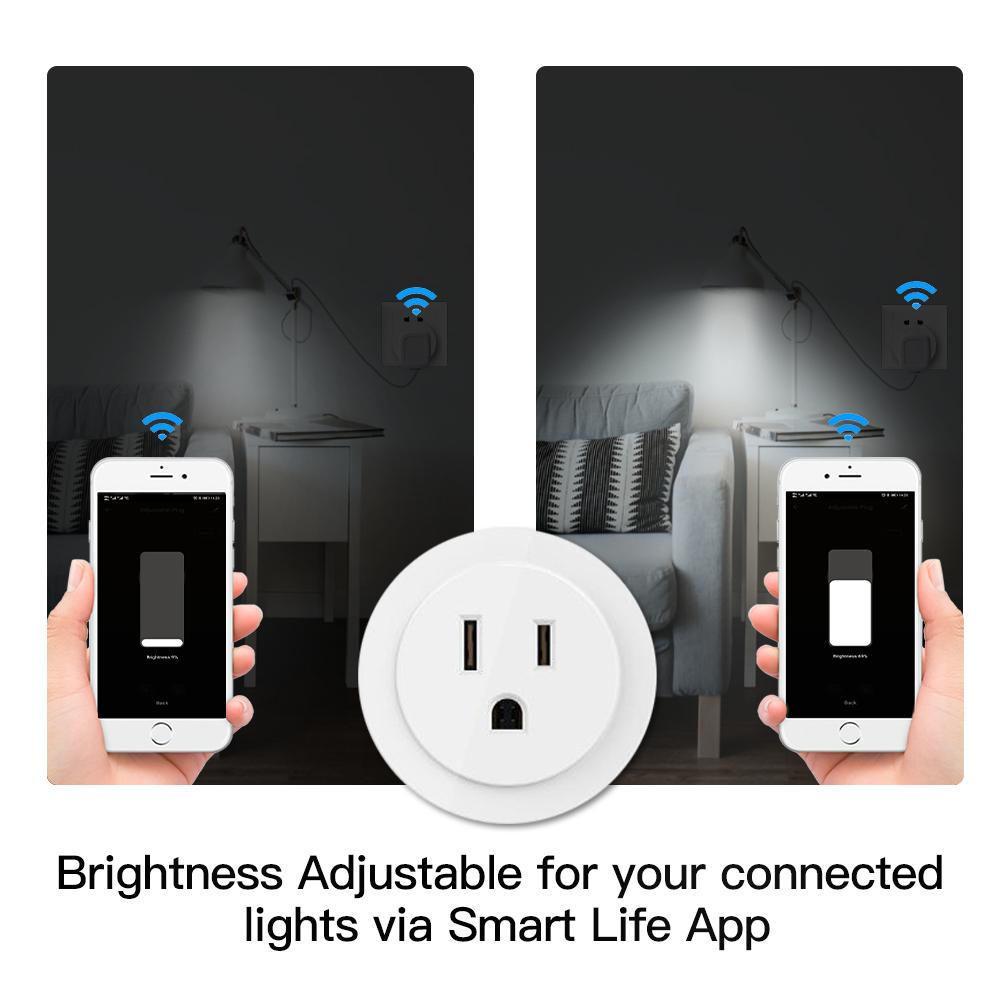 WiFi Smart Power Socket Plug Brightness Adjust Timer Plug Tuya Smart Life App Compatible - Moes