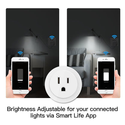 WiFi Smart Power Socket Plug Brightness Adjust Timer Plug Tuya Smart Life App Compatible - Moes