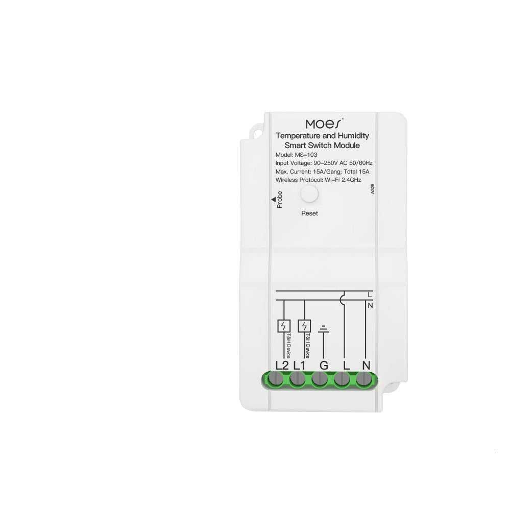 WiFi Smart Temperature and Humidity Switch Module Sensor Dual Relay Output Controller Interruptor - MOES