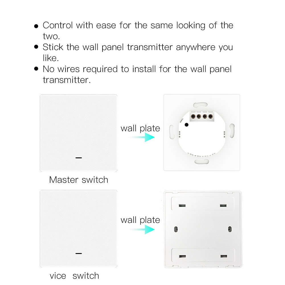 WiFi Smart Wall Light Switch With RF433 2-Way Multi-Control Push Button with RF Transmitter Switch - Moes