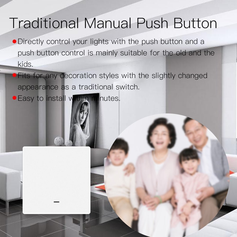 WiFi Smart Wall Light Switch With RF433 2-Way Multi-Control Push Button with RF Transmitter Switch - Moes