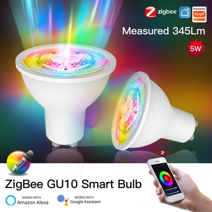 ZigBee GU10 Smart Sync Full Color LED Dimmbare Party-Glühbirnen RGBCCT 2200-6500K C+W 5W 