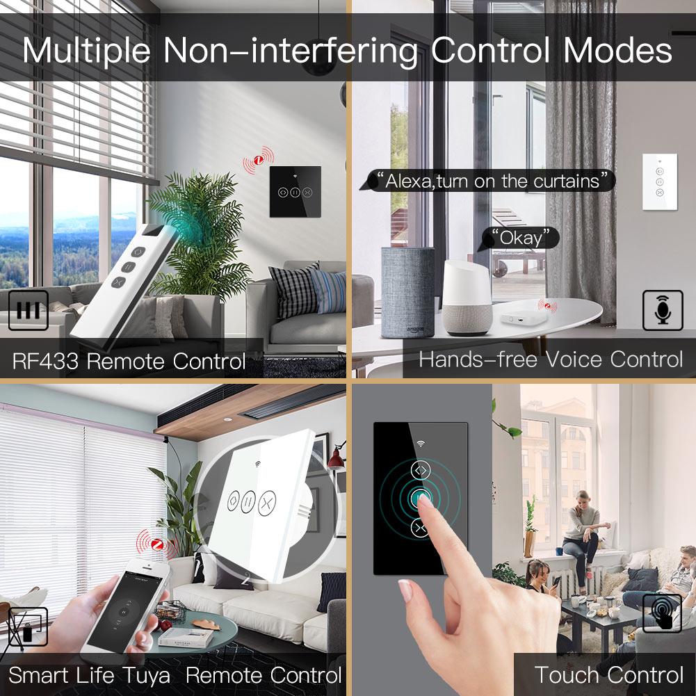 ZigBee RF Smart Touch Curtain Roller Blinds Shutter Switch Tuya Smart Life App Wireless Control Works with Alexa and Google Home US - Moes