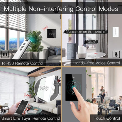 ZigBee RF Smart Touch Curtain Roller Blinds Shutter Switch Tuya Smart Life App Wireless Control Works with Alexa and Google Home US - Moes
