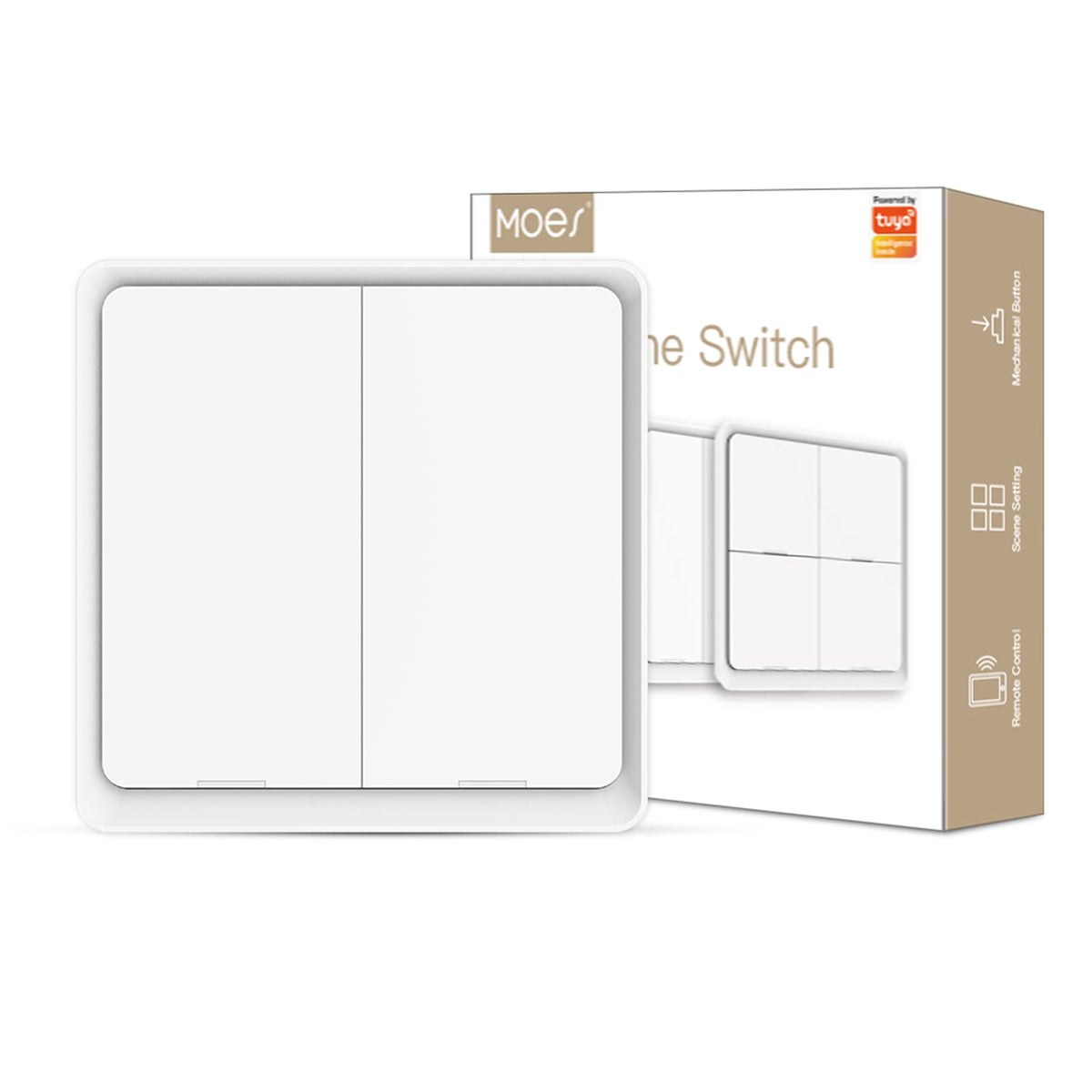 ZigBee Smart Battery Powered Light Switch Scene Push Button Switches Multi-Control - MOES