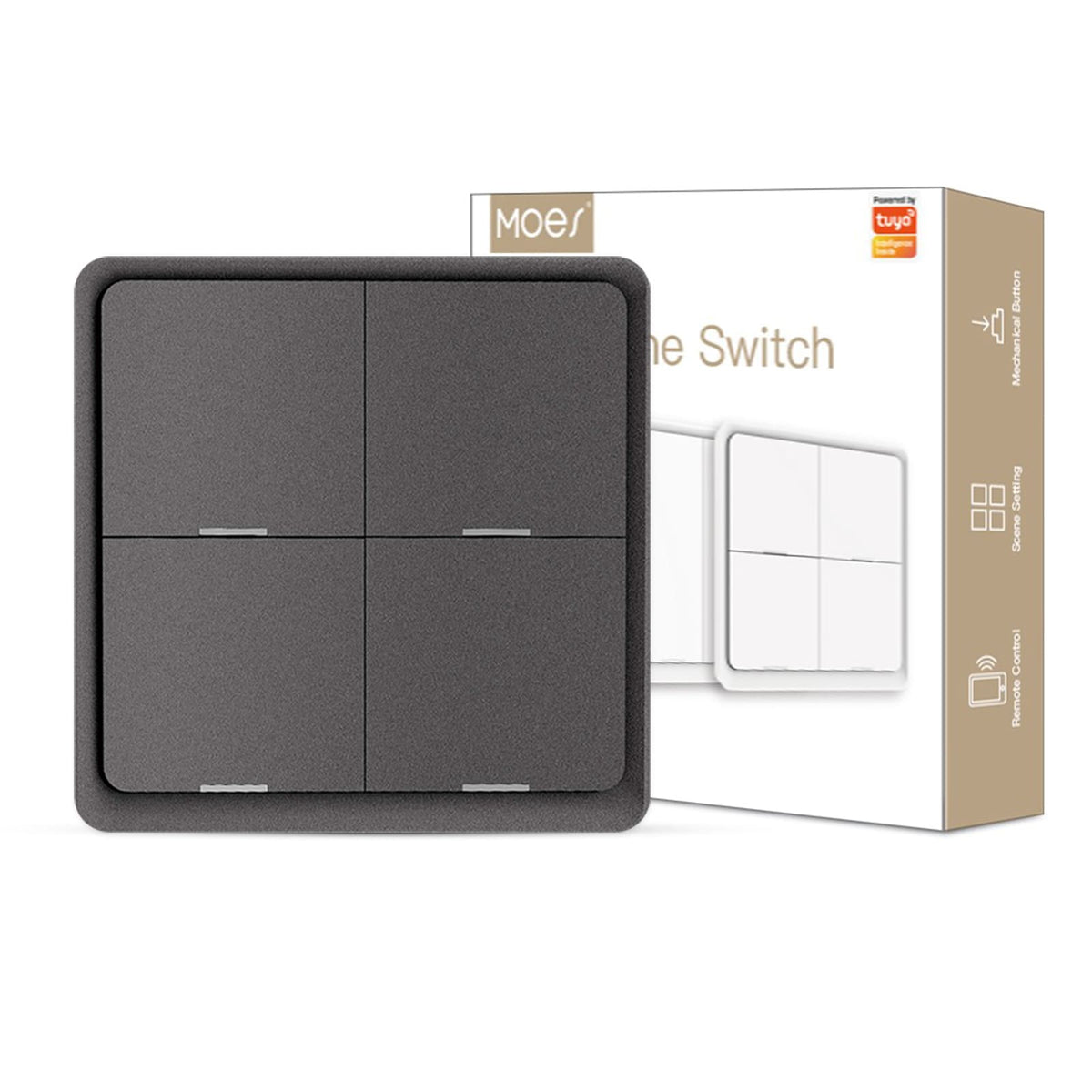 ZigBee Smart Battery Powered Light Switch Scene Push Button Switches Multi-Control - MOES