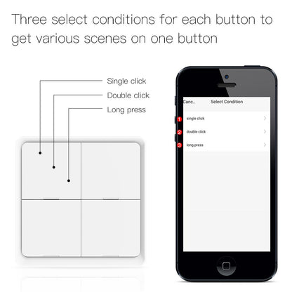 Three select conditions for each button to get various scenes on one button - MOES