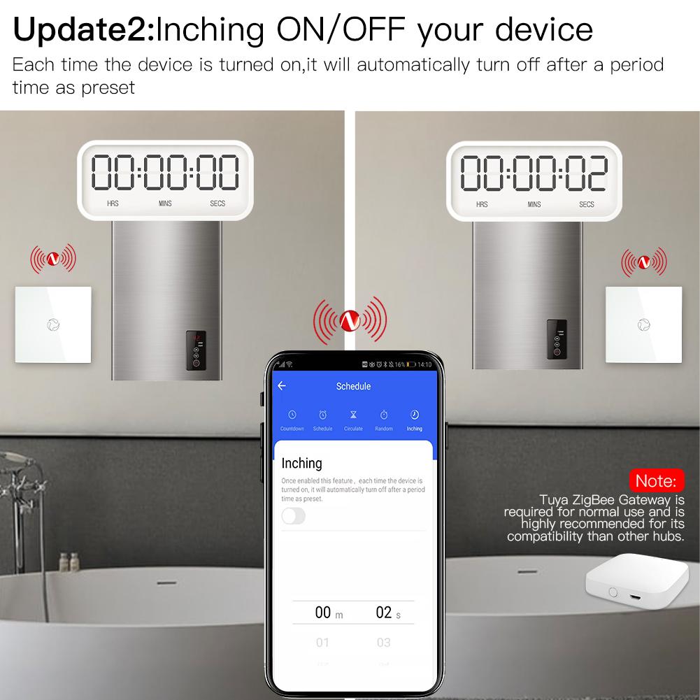 ZigBee Smart Boiler Switch Water Heater Smart Life Tuya APP Remote Control Amazon Alexa Echo Google Home Voice Control Glass Panel Hub Required - Moes