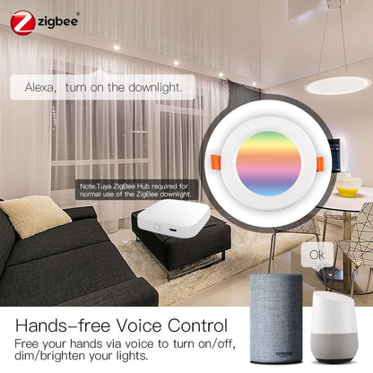 ZigBee Smart LED Downlight Smart LED Dimming Round Recessed Spot Light 7W 10W RGB 2700K-6500K W + C light Compatible with Philips Hue SmartThings - Moes