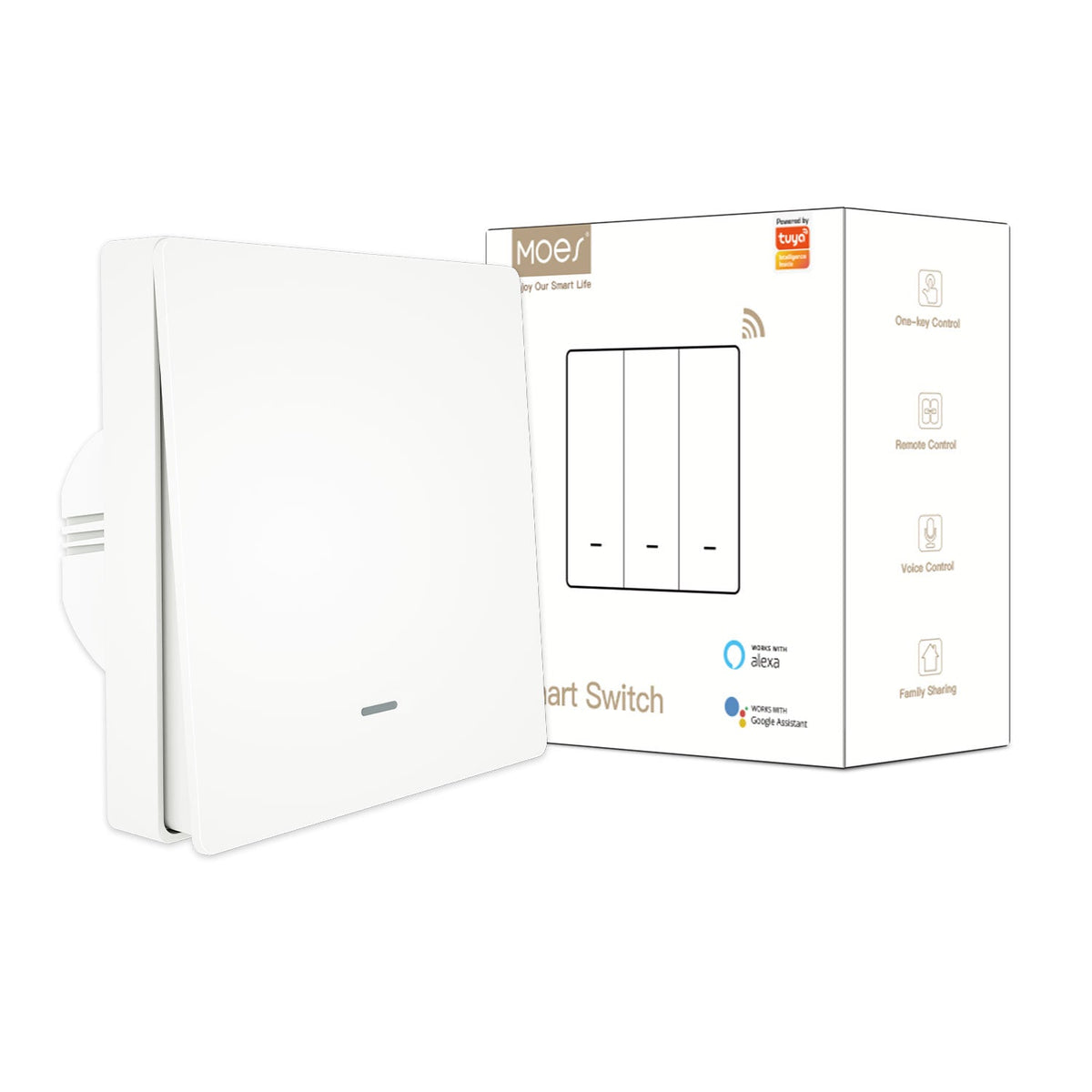 ZigBee Smart Light Push Button Switch 2 Way Multi-Control Neutral Wire Optional No Capacitor EU - MOES