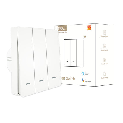 ZigBee Smart Light Push Button Switch 2 Way Multi-Control Neutral Wire Optional No Capacitor EU - MOES