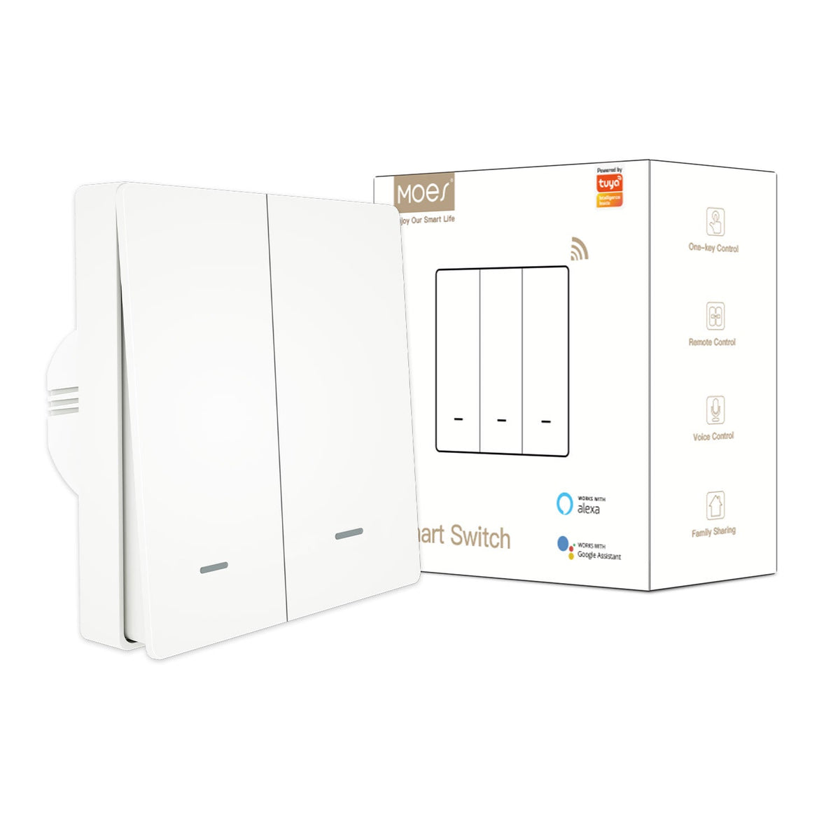 ZigBee Smart Light Push Button Switch 2 Way Multi-Control Neutral Wire Optional No Capacitor EU - MOES