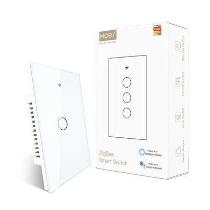 ZigBee Smart Light Touch Switch 3 Way Multi-Control Neutral Wire Optional No Capacitor US - MOES