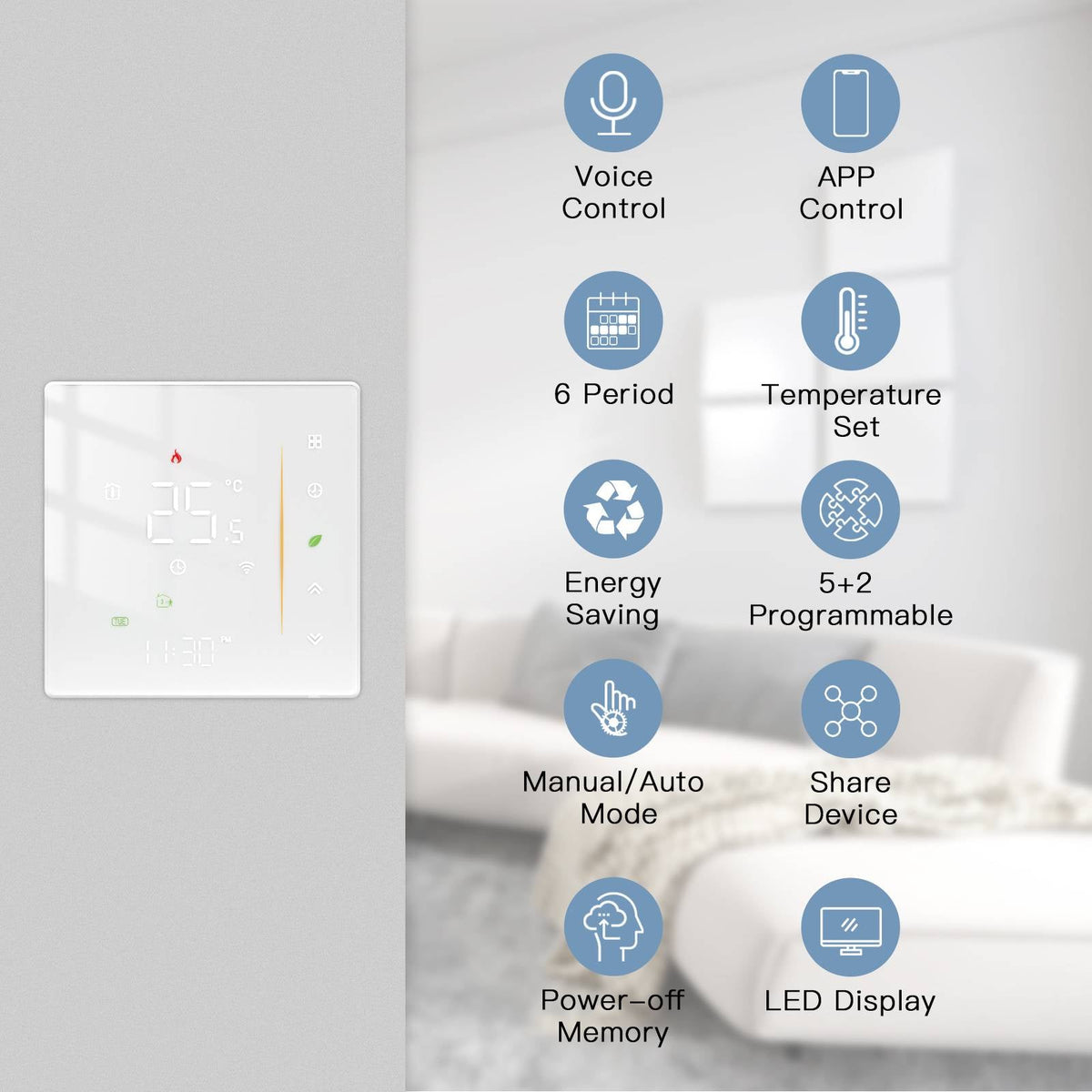 Zigbee Smart Thermostat Gas/Water Heater, Room Thermostat Digital Programmable - MOES